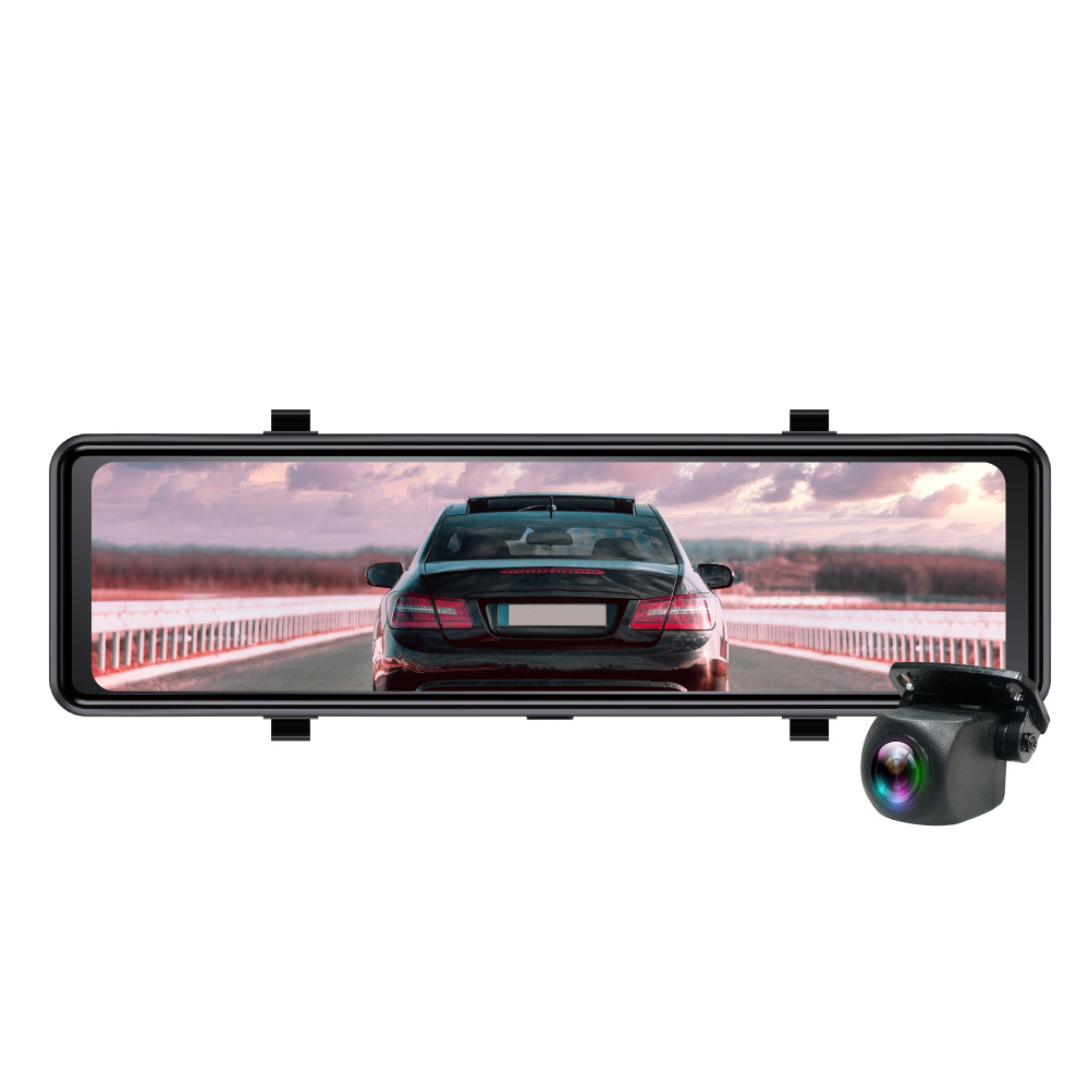CARSCAM行車王 11吋流媒體寬面電子式觸控真實1080P雙鏡頭後視鏡行車記錄器贈32G記憶卡