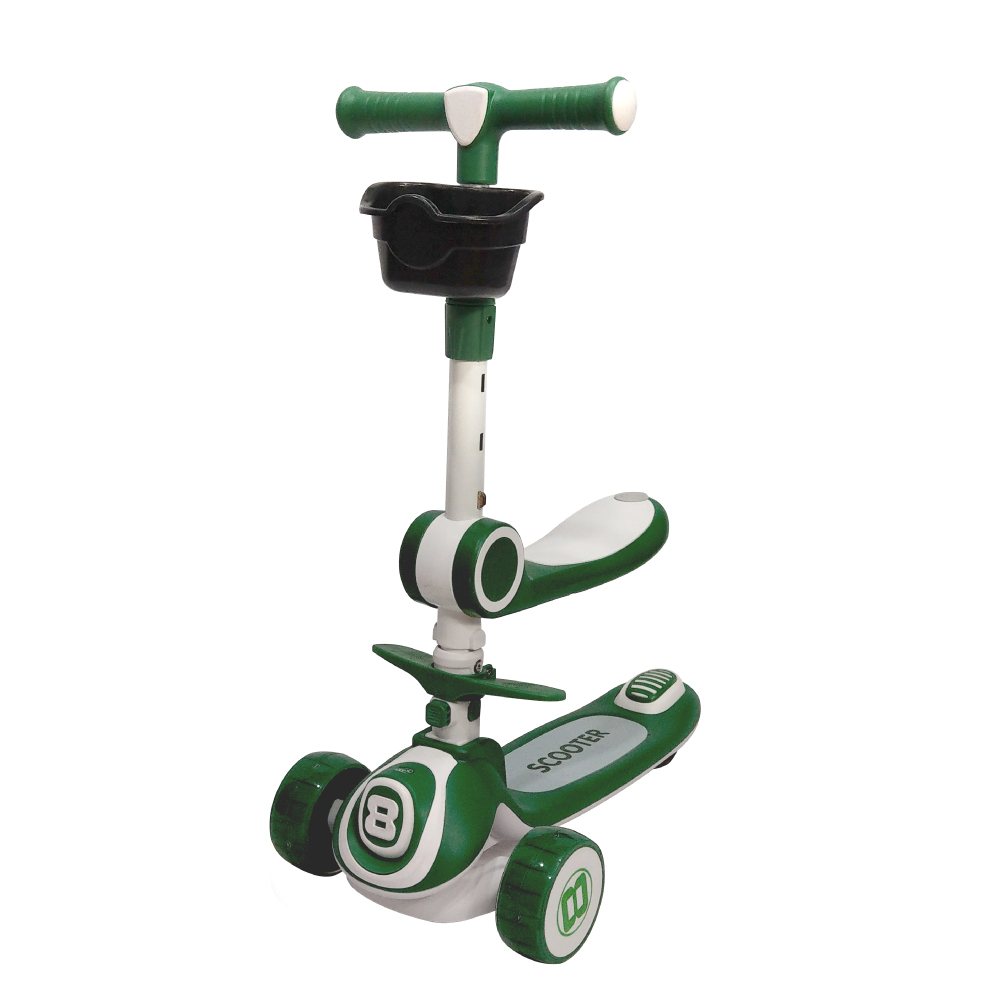 CARSCAM 兒童三輪折疊滑板車聲光版-綠