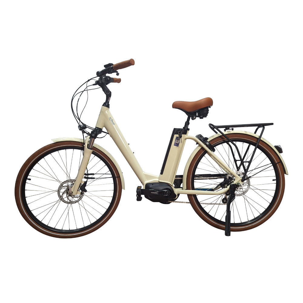 法國O2feel 26吋城市親子電動自行車(SHIMANO中置電機＋內變速器)-米白